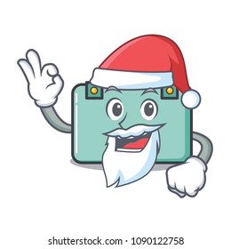Santa suitcase mascot cartoon style