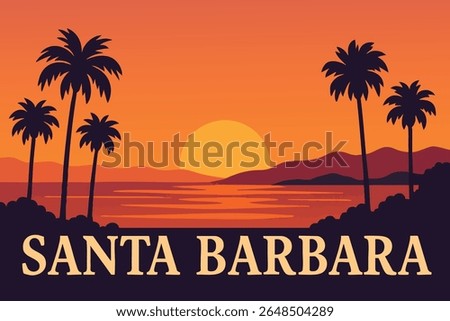 Santa Barbara’s sunset over the Pacific Ocean offers a breathtaking view, with the warm colors of the evening sky reflecting off the tranquil waters