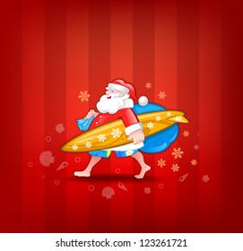Santa with surfboard