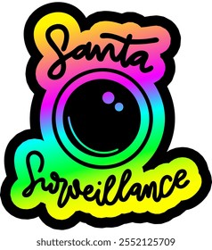 santa surveillance camera merry christmas greeting rainbow colorful bright vibrant graphic design