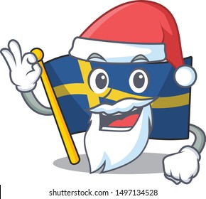 Santa swede flags flutter on character pole