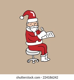 Santa takes note listing cartoon vector