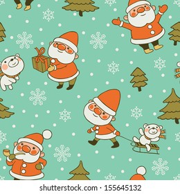 Santa and Teddy Bear Christmas Pattern. Copy that square to the side and you'll get seamlessly tiling pattern which gives the resulting image ability to be repeated or tiled without visible seams.