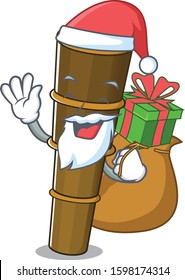 Santa telescope Scroll Cartoon character design with box of gift