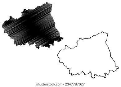 Mapa de ilustración vectorial del municipio de Santa Teresa (estado de Espírito Santo, municipios del Brasil, República Federativa del Brasil), esbozo de dibujo del mapa de Santa Teresa