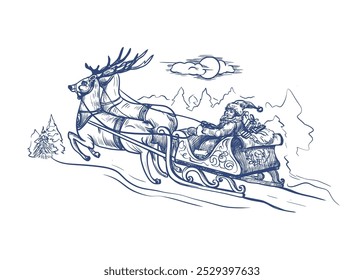 Santa in toile style isolated. Vector