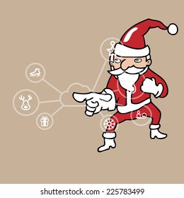 Santa touch screen cartoon vector