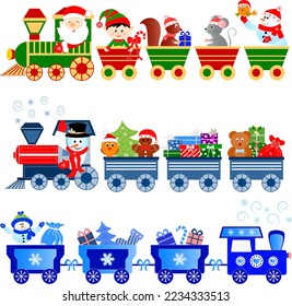 Santa train , polar express Christmas train vector illustrations