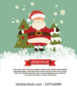 santa and trees - christmas card