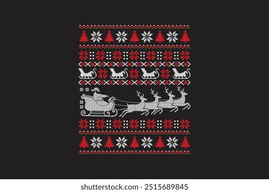 Santa Ugly Christmas Sweater Sublimation T shirt Pattern Design