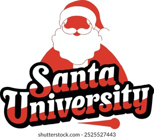 Santa University Vector, Trendy Christmas , Vintage Santa vector, Retro Christmas vector, Merry Christmas vector,