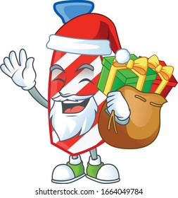Santa USA stripes tie Cartoon design having a sack of gifts