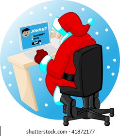 Santa uses a computer program to save his list of boys and girls.