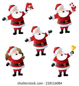 Santa with various tasks in hand.
