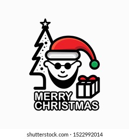 Santa vector with christmas tree and gift fot kids
