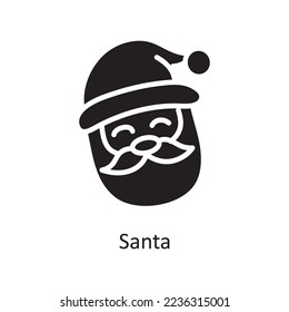 Santa vector Solid Icon Design illustration. Christmas Symbol on White background EPS 10 File
