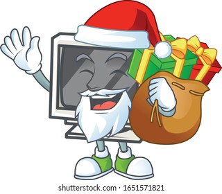 Santa vintage monitor Cartoon design having a sack of gifts