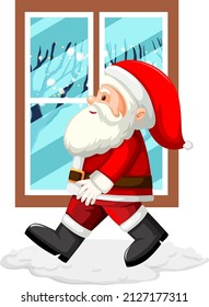 Weihnachtsmann bei der Fenstergrafik