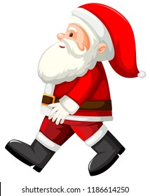 Santa walking white background illustration