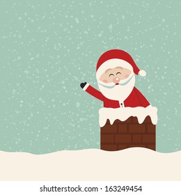 santa wave in chimney snow background