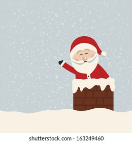 santa wave in chimney snow background