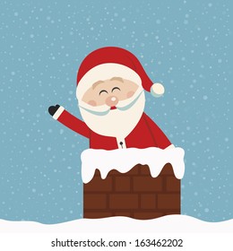 santa wave in chimney snow background
