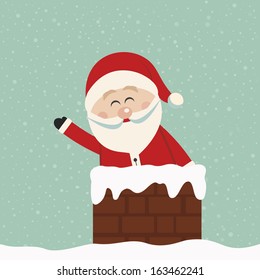 santa wave in chimney snow background