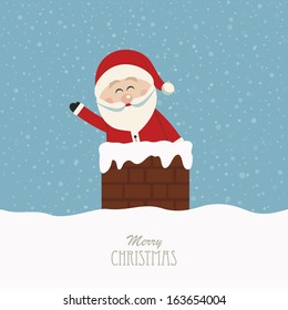 santa wave in chimney snow background