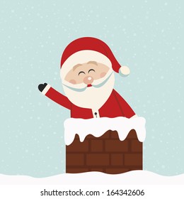 santa wave in chimney snow background