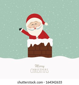 santa wave in chimney snow background