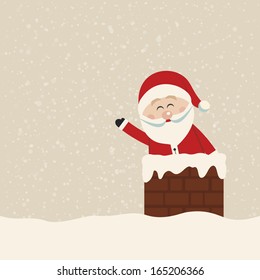 santa wave in chimney snow background