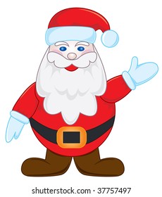 Santa waves by the hand, illustration