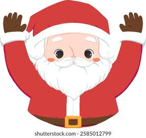 Santa waves hands just half body