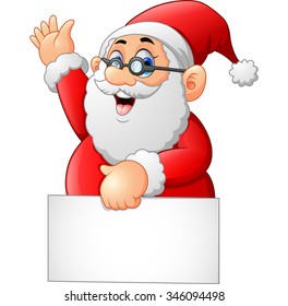 santa waving and holding blank sign