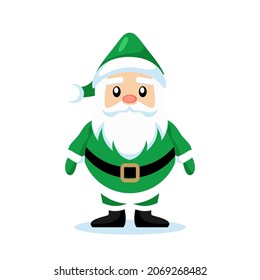 santa wear green clothes, simple vector illustration