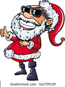 Santa wearing sunglasses with a big smile. Isolated on white