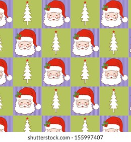 Santa and white Christmas tree seamless pattern. EPS 10  (pattern tile is located in the swatch palette)