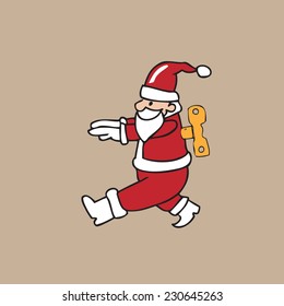 Santa wind up Christmas cartoon vector