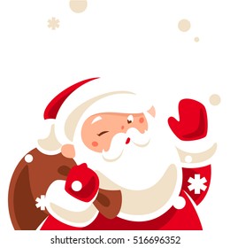 Santa winking. Cartoon character isolated on white background