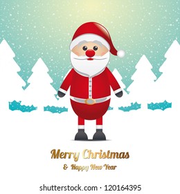 santa winter snow tree landscape blue white