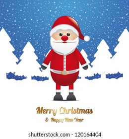 santa winter snow tree landscape blue white