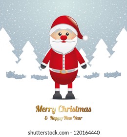santa winter snow tree landscape blue white