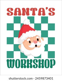 Santa Workshop Christmas t shirt design.	