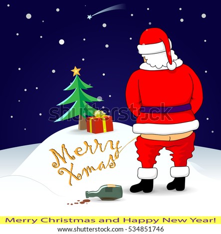 Santa peeing on christmas tree picture pic 661