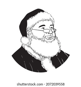 Santaclaus Black And White Vector Illustration Art