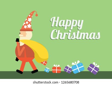 SantaClaus carrying gifts bag fallen on ground Happy Christmas