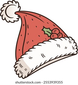 santaclaus christmas hat cartoon design element isolate white background