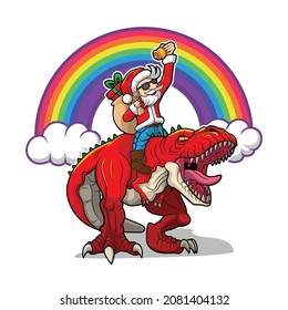 Santaclaus And Dinosaur Vector Illustration Design