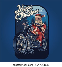 santaclaus goes to christmas party illustration