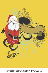Santa-Claus and a retro banner